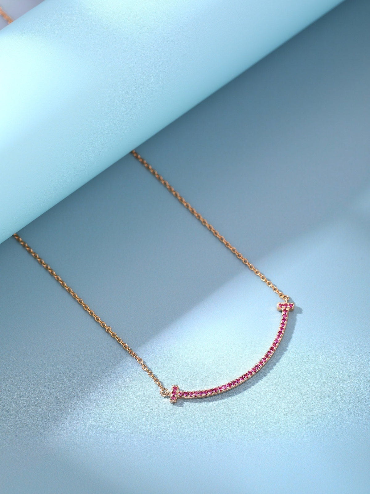 [Lume Jewelry]BIG SMILE PEDANT PINK DIAMOND NECKLACE