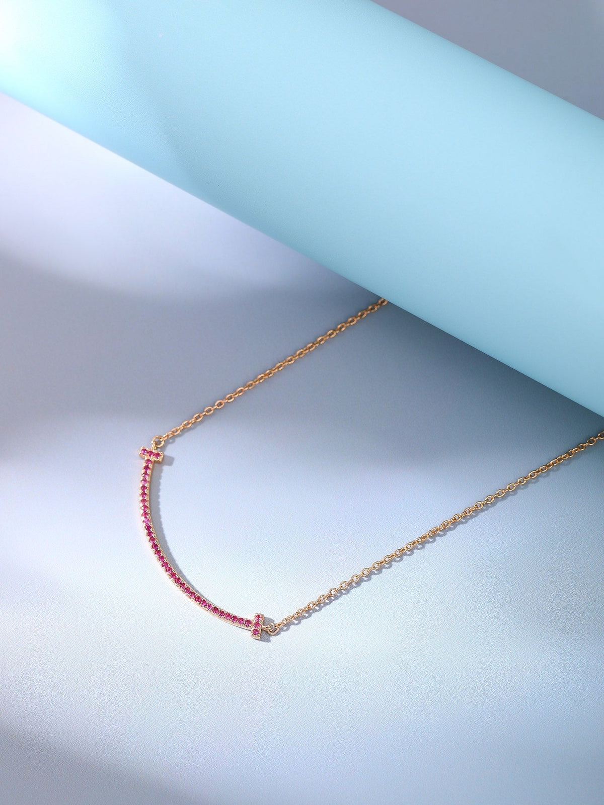 [Lume Jewelry]BIG SMILE PEDANT PINK DIAMOND NECKLACE