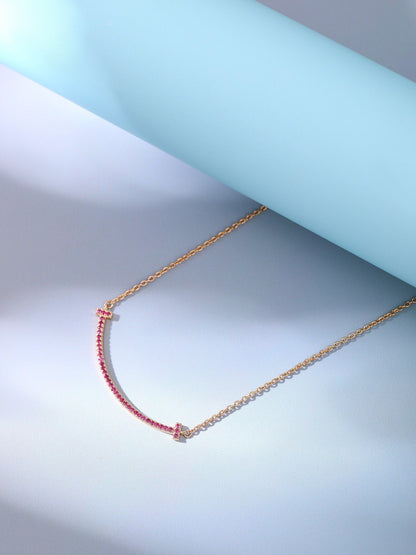 [Lume Jewelry]BIG SMILE PEDANT PINK DIAMOND NECKLACE