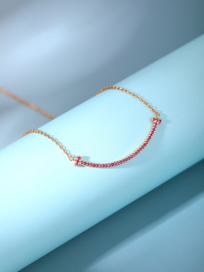 [Lume Jewelry]BIG SMILE PEDANT PINK DIAMOND NECKLACE