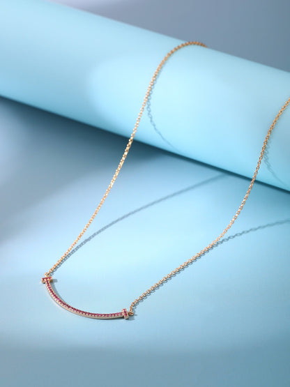 [Lume Jewelry]BIG SMILE PEDANT PINK DIAMOND NECKLACE