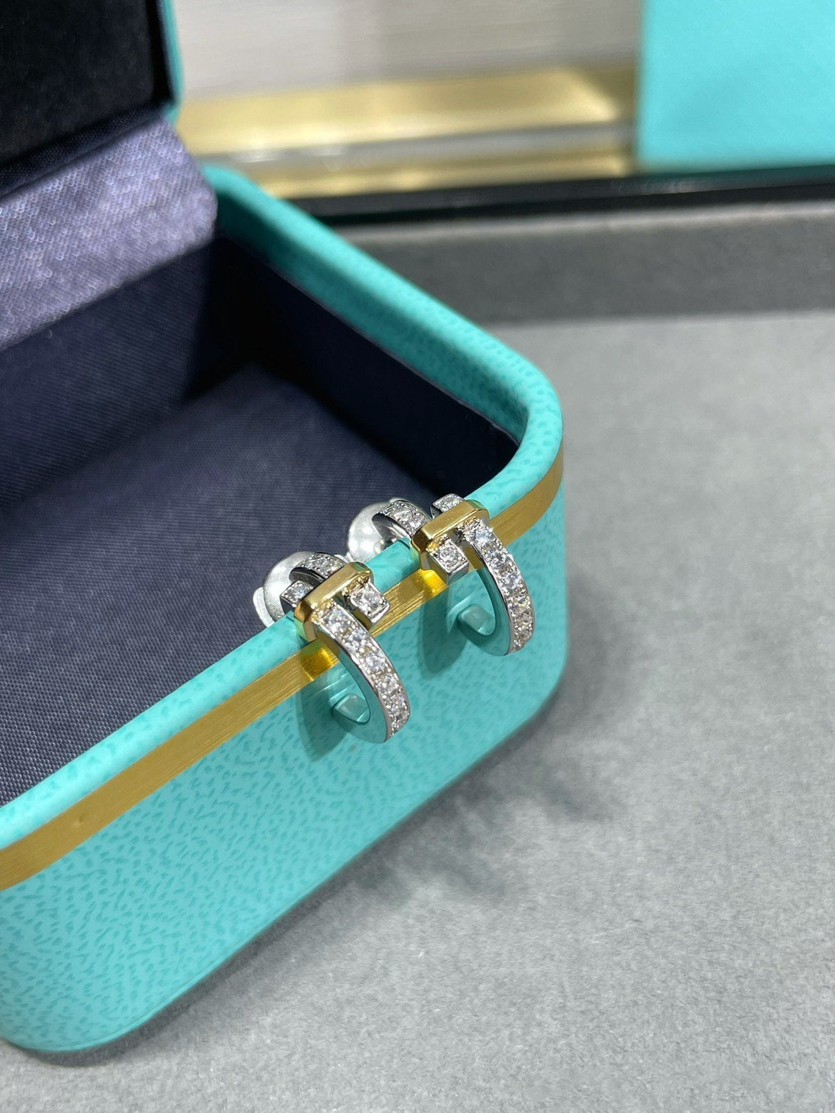 [Lume Jewelry]EDGE DIAMOND PINK GOLD EARRINGS