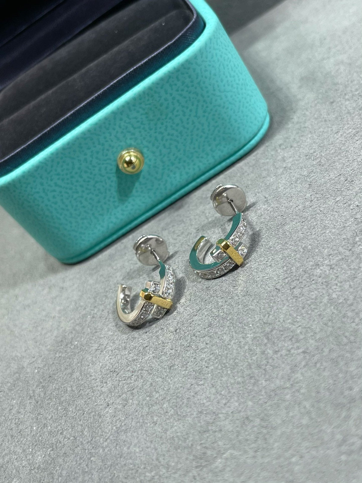 [Lume Jewelry]EDGE DIAMOND PINK GOLD EARRINGS