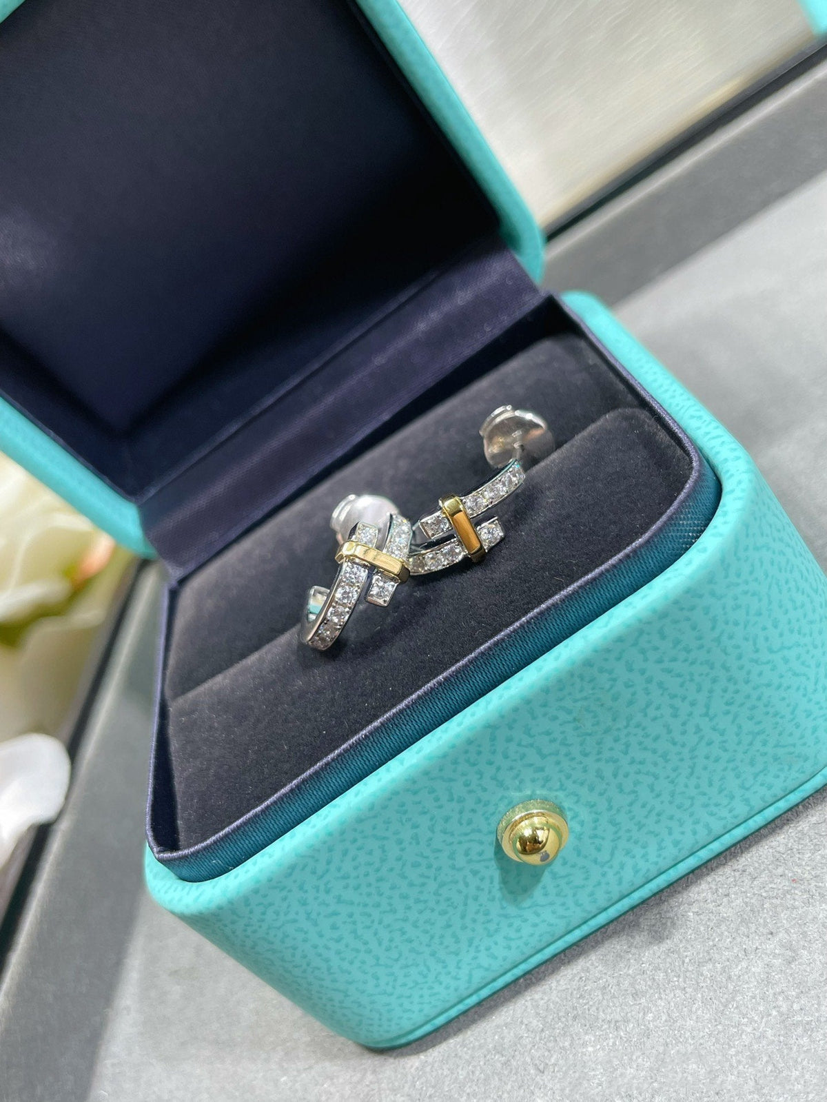 [Lume Jewelry]EDGE DIAMOND PINK GOLD EARRINGS