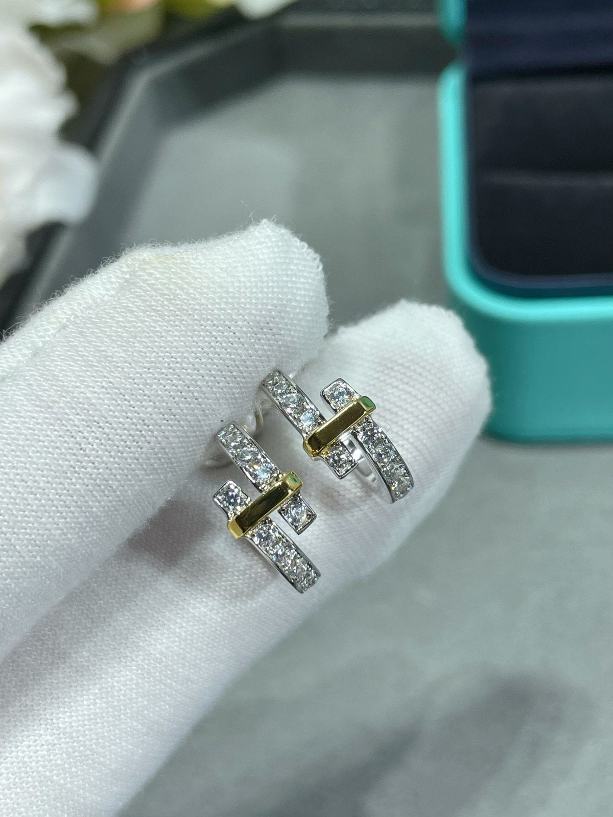 [Lume Jewelry]EDGE DIAMOND PINK GOLD EARRINGS