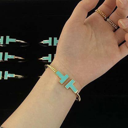 [Lume Jewelry]T WIDE TURQUOISE OPEN BRACELET