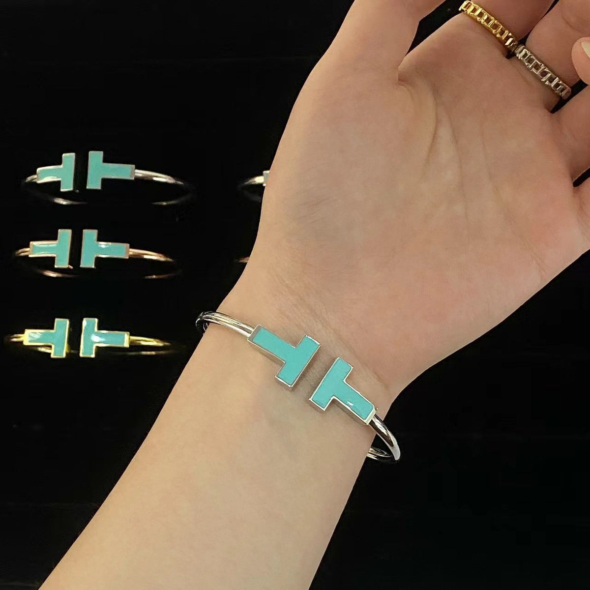[Lume Jewelry]T WIDE TURQUOISE OPEN BRACELET