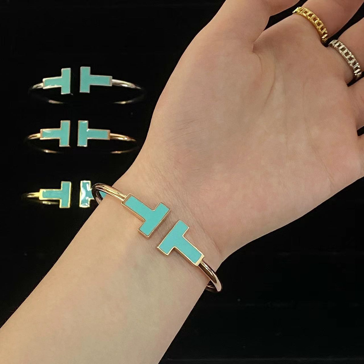 [Lume Jewelry]T WIDE TURQUOISE OPEN BRACELET