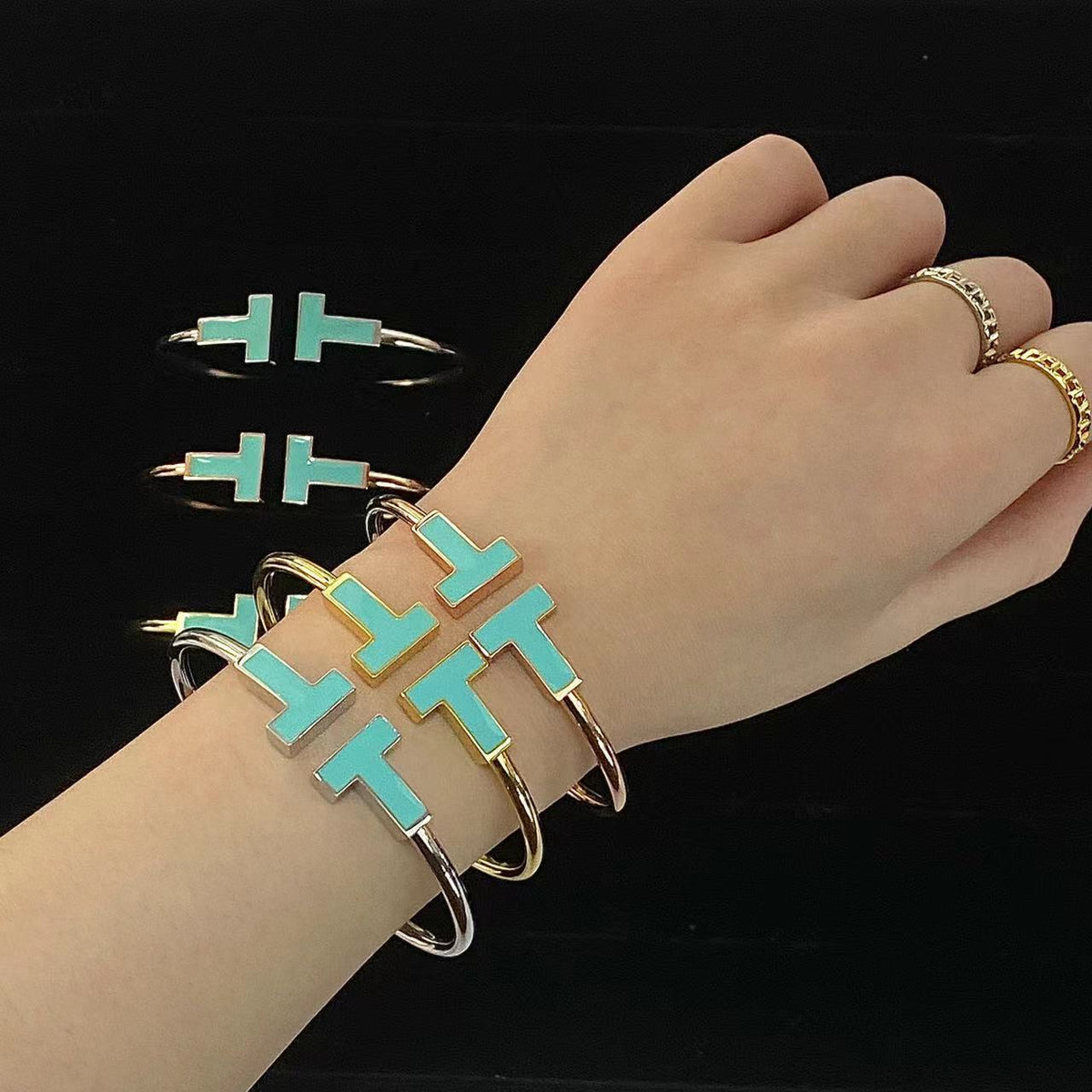 [Lume Jewelry]T WIDE TURQUOISE OPEN BRACELET