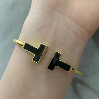 [Lume Jewelry]T WIDE ONYX OPEN BRACELET