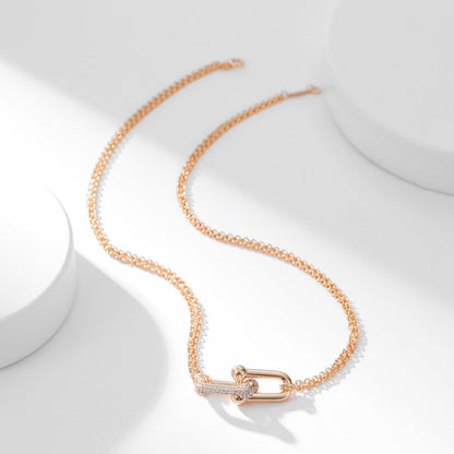 [Lume Jewelry]HARDWEAR DIAMOND PEDANT DOUBLE CHAIN NECKLACE