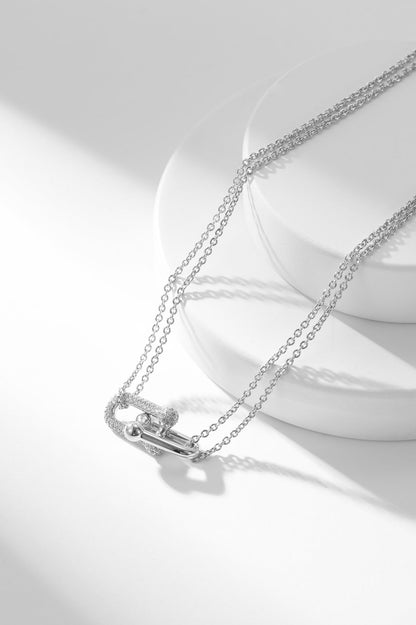 [Lume Jewelry]HARDWEAR DIAMOND PEDANT DOUBLE CHAIN NECKLACE