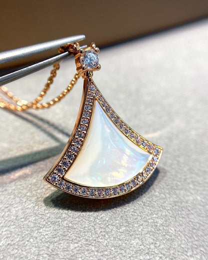 [Lume Jewelry]DREAM MOP DIAMOND PAVED PINK GOLD NECKLACE
