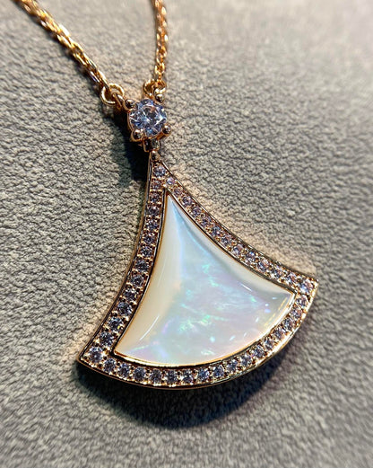 [Lume Jewelry]DREAM MOP DIAMOND PAVED PINK GOLD NECKLACE
