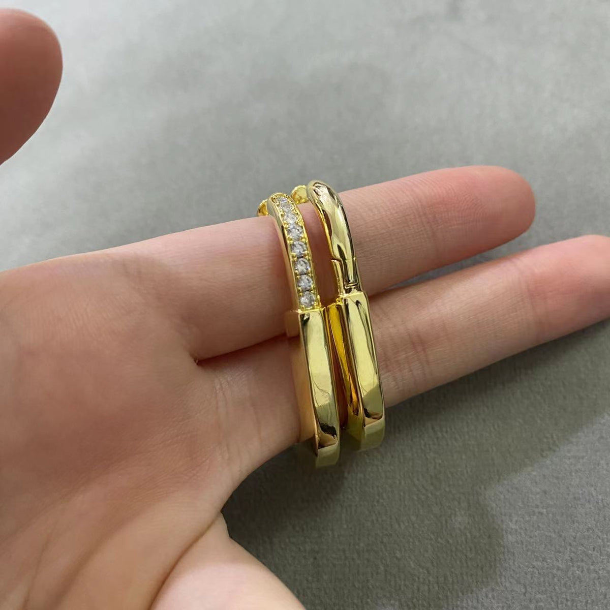 [Lume Jewelry]LOCK MEDIUM DIAMNOND EARRINGS