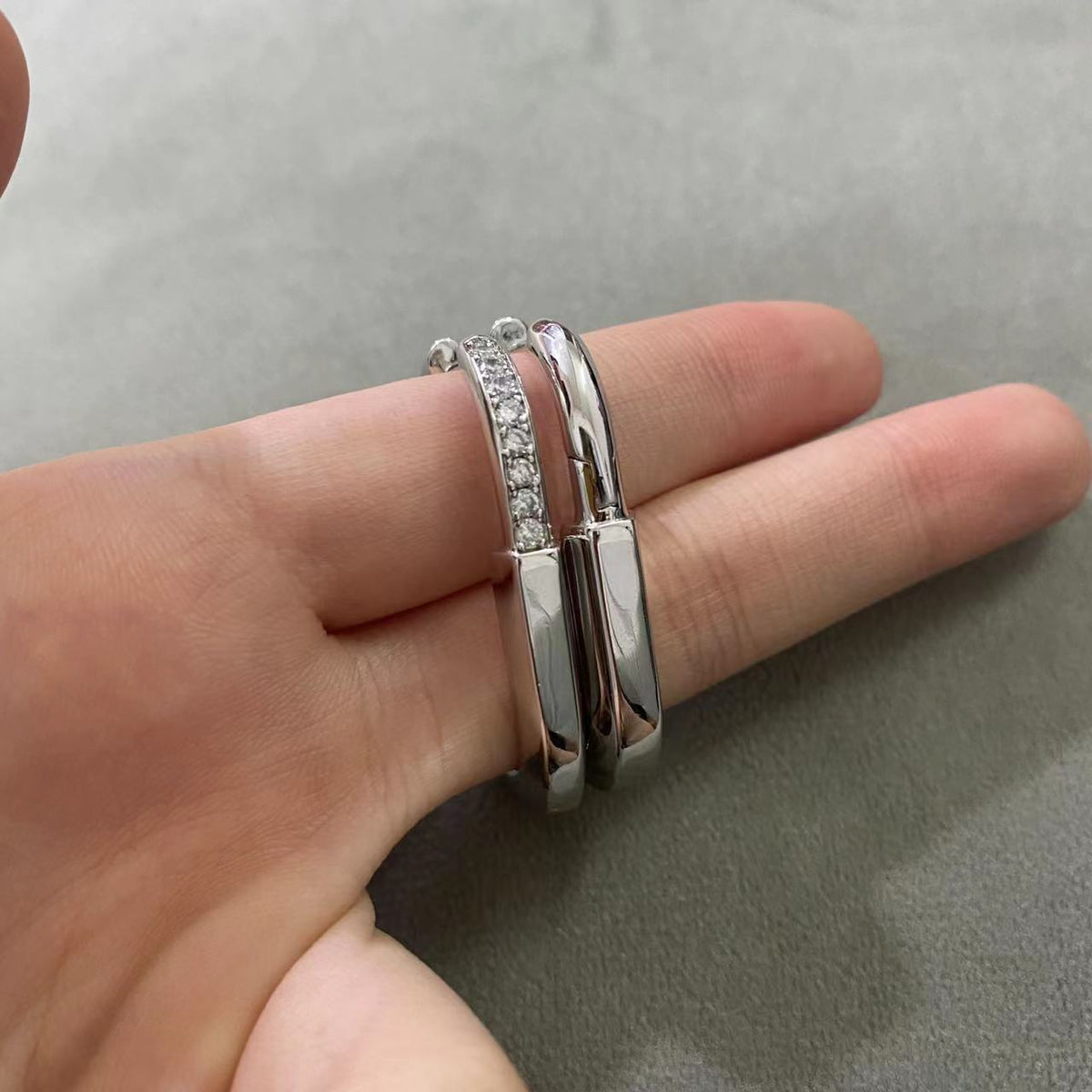 [Lume Jewelry]LOCK MEDIUM DIAMNOND EARRINGS