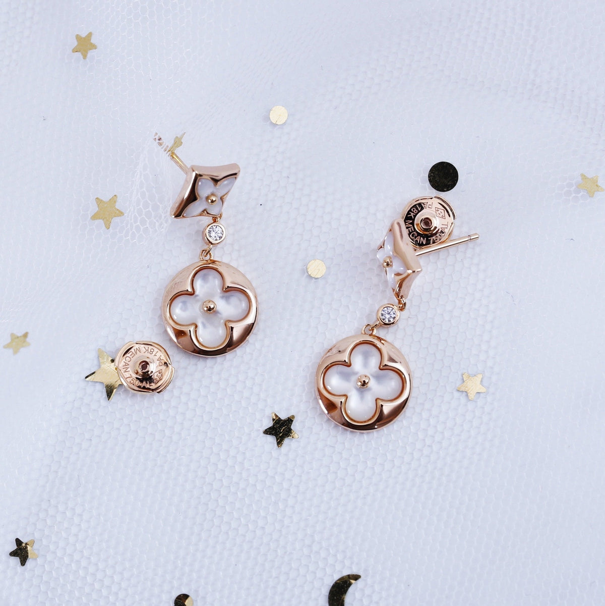 ¡®Lume Jewelry¡¯STAR AND SUN PINK GOLD MOP DROP EARRINGS