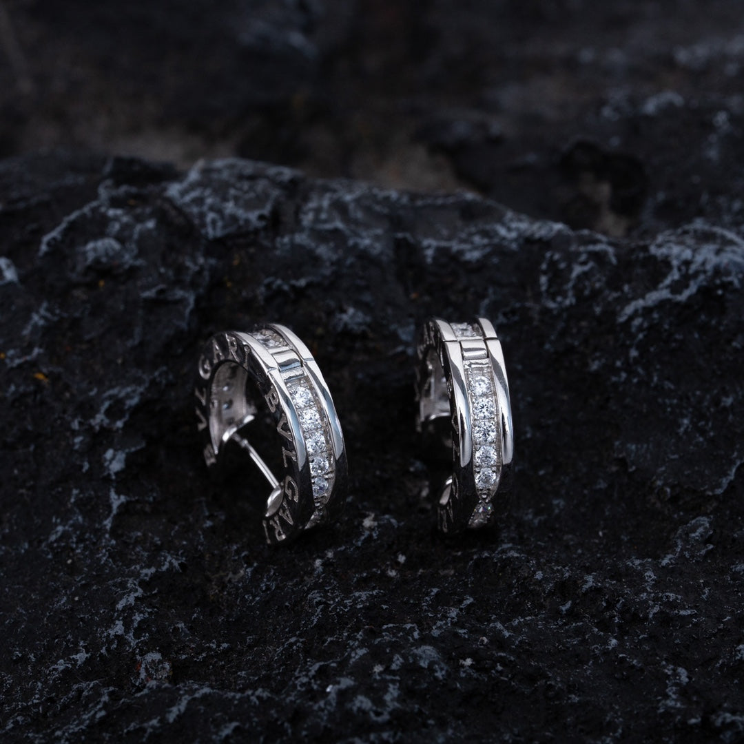 [Lume Jewelry]ZERO 1 MINI SILVER DIAMOND EARRINGS