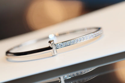 [Lume Jewelry]NARROW T1 HINGED BANGLE DIAMOND SILVER