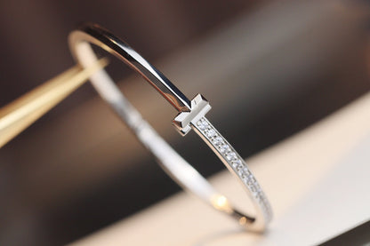 [Lume Jewelry]NARROW T1 HINGED BANGLE DIAMOND SILVER