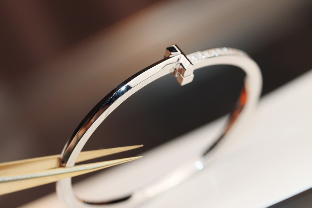 [Lume Jewelry]NARROW T1 HINGED BANGLE DIAMOND SILVER