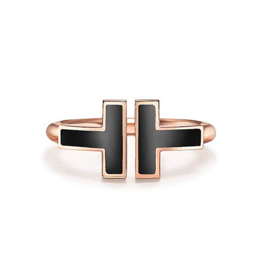 [Lume Jewelry]T SMALL ONYX PINK GOLD RING