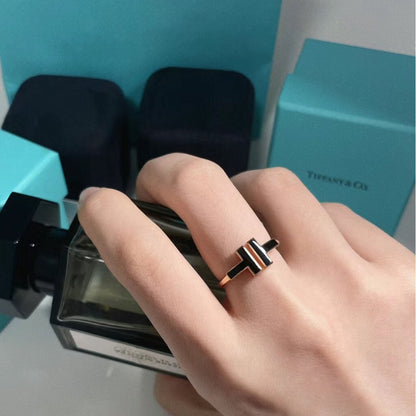 [Lume Jewelry]T SMALL ONYX PINK GOLD RING