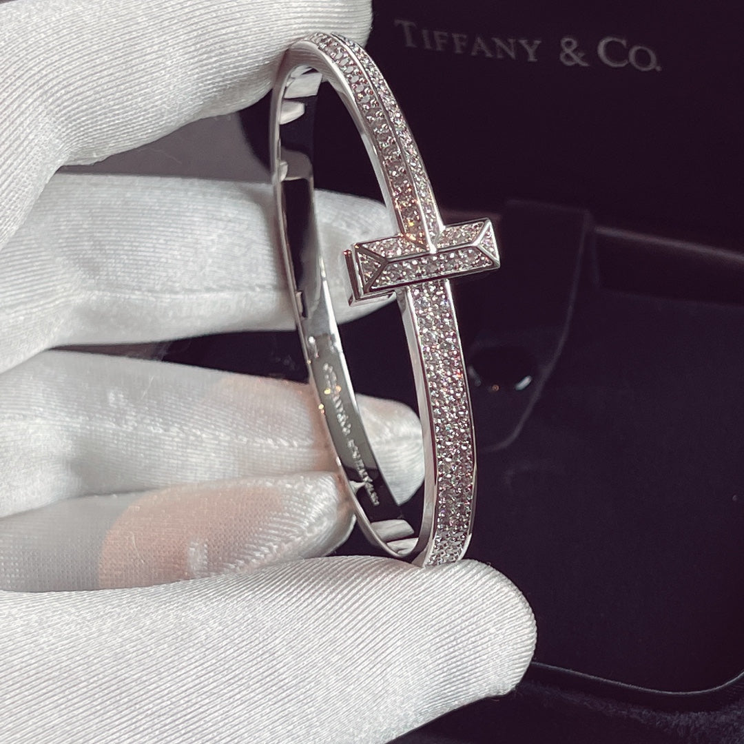 [Lume Jewelry]T1 WIDE HINGED BANGLE DIAMOND PAVED BRACELET
