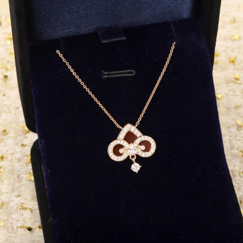[Lume Jewelry]FLEUR DE LIS PINK GOLD DIAMOND NECKLACE