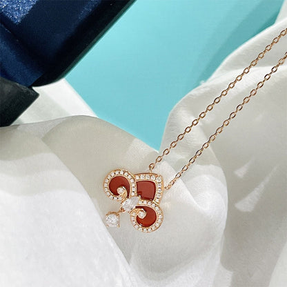 [Lume Jewelry]FLEUR DE LIS PINK GOLD DIAMOND NECKLACE