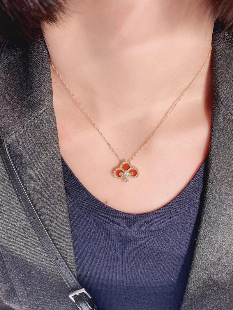[Lume Jewelry]FLEUR DE LIS PINK GOLD DIAMOND NECKLACE
