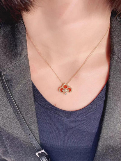 [Lume Jewelry]FLEUR DE LIS PINK GOLD DIAMOND NECKLACE