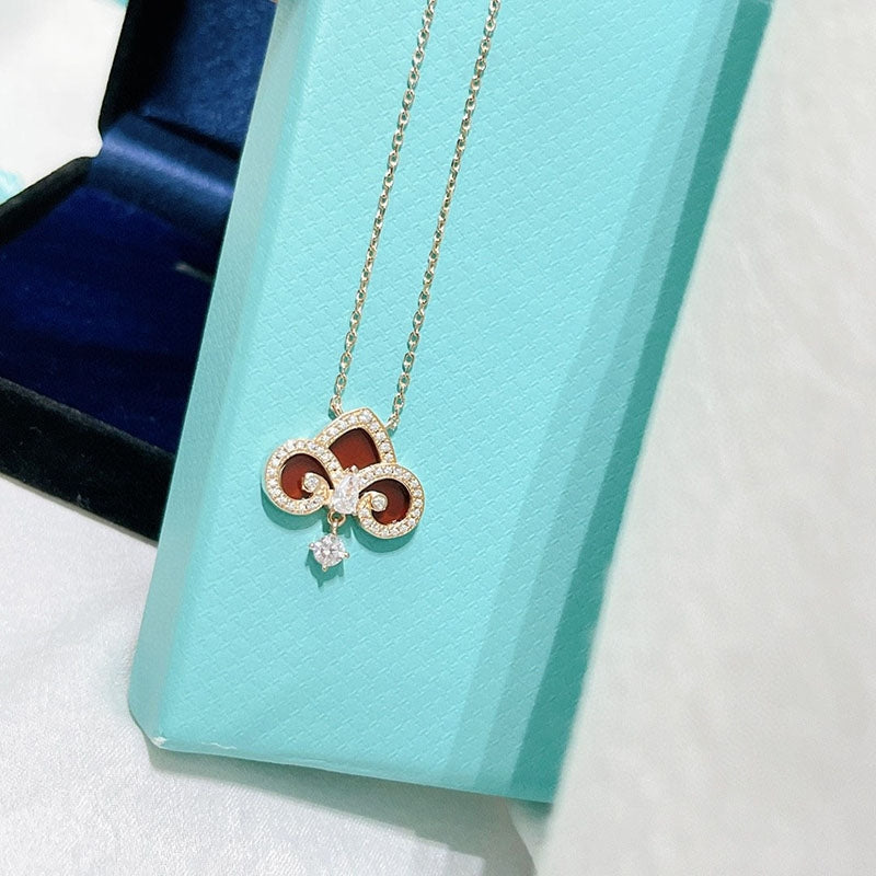 [Lume Jewelry]FLEUR DE LIS PINK GOLD DIAMOND NECKLACE