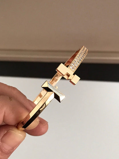 [Lume Jewelry]T1 WIDE DIAMOND HINGED BANGLE PINK GOLD