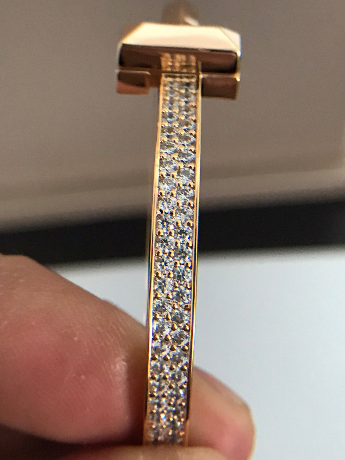 [Lume Jewelry]T1 WIDE DIAMOND HINGED BANGLE PINK GOLD