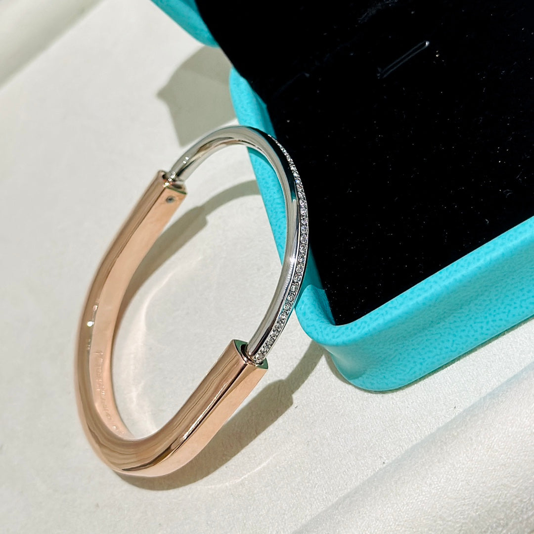 [Lume Jewelry]LOCK PINK GOLD SILVER DIAMOND BRACELET