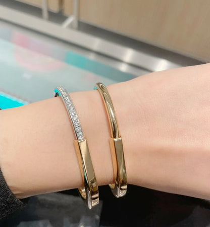 [Lume Jewelry]LOCK PINK GOLD SILVER DIAMOND BRACELET