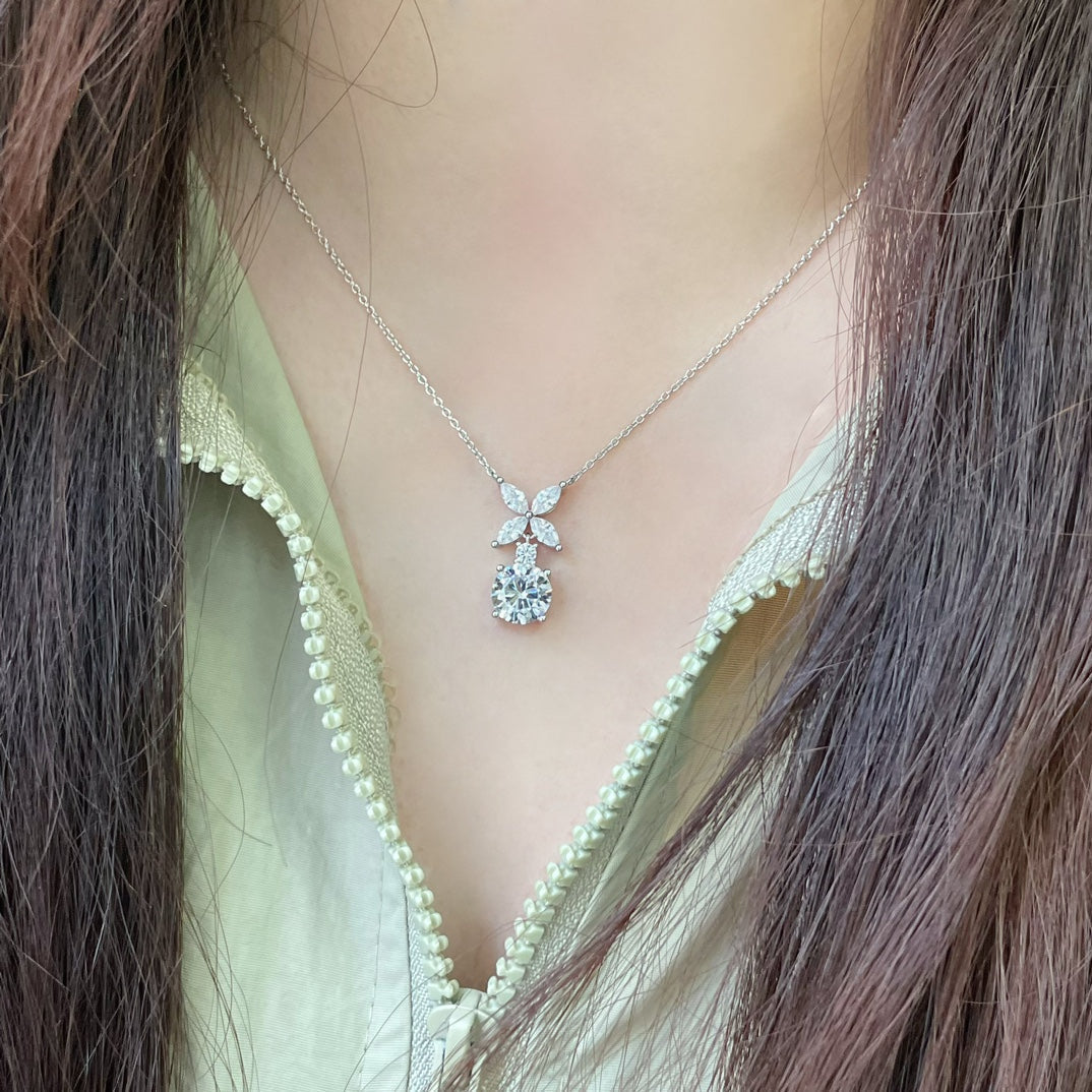 [Lume Jewelry]VICTORIA PENDANT SILVER DIAMOND NECKLACE