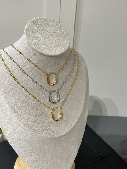 [Lume Jewelry]LOCK MEDIUM PENDANT DIAMOND NECKLACE