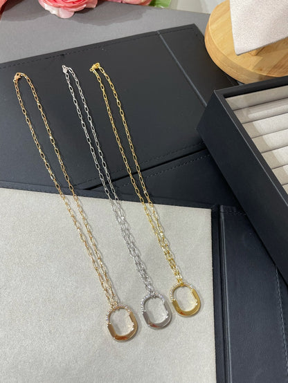 [Lume Jewelry]LOCK MEDIUM PENDANT DIAMOND NECKLACE