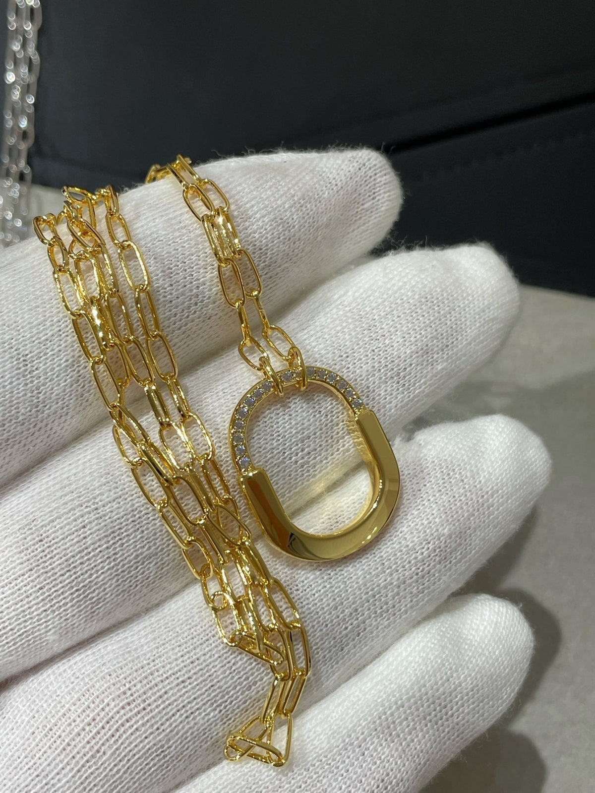 [Lume Jewelry]LOCK MEDIUM PENDANT DIAMOND NECKLACE