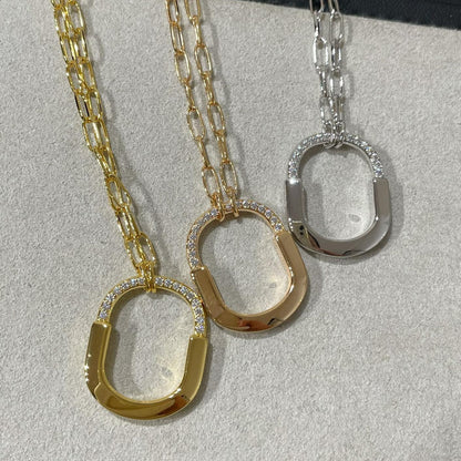 [Lume Jewelry]LOCK MEDIUM PENDANT DIAMOND NECKLACE