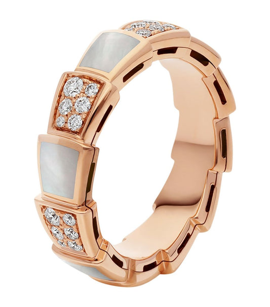[Lume Jewelry]SERPENTI RING PINK GOLD MOP DIAMOND PAVED 4MM