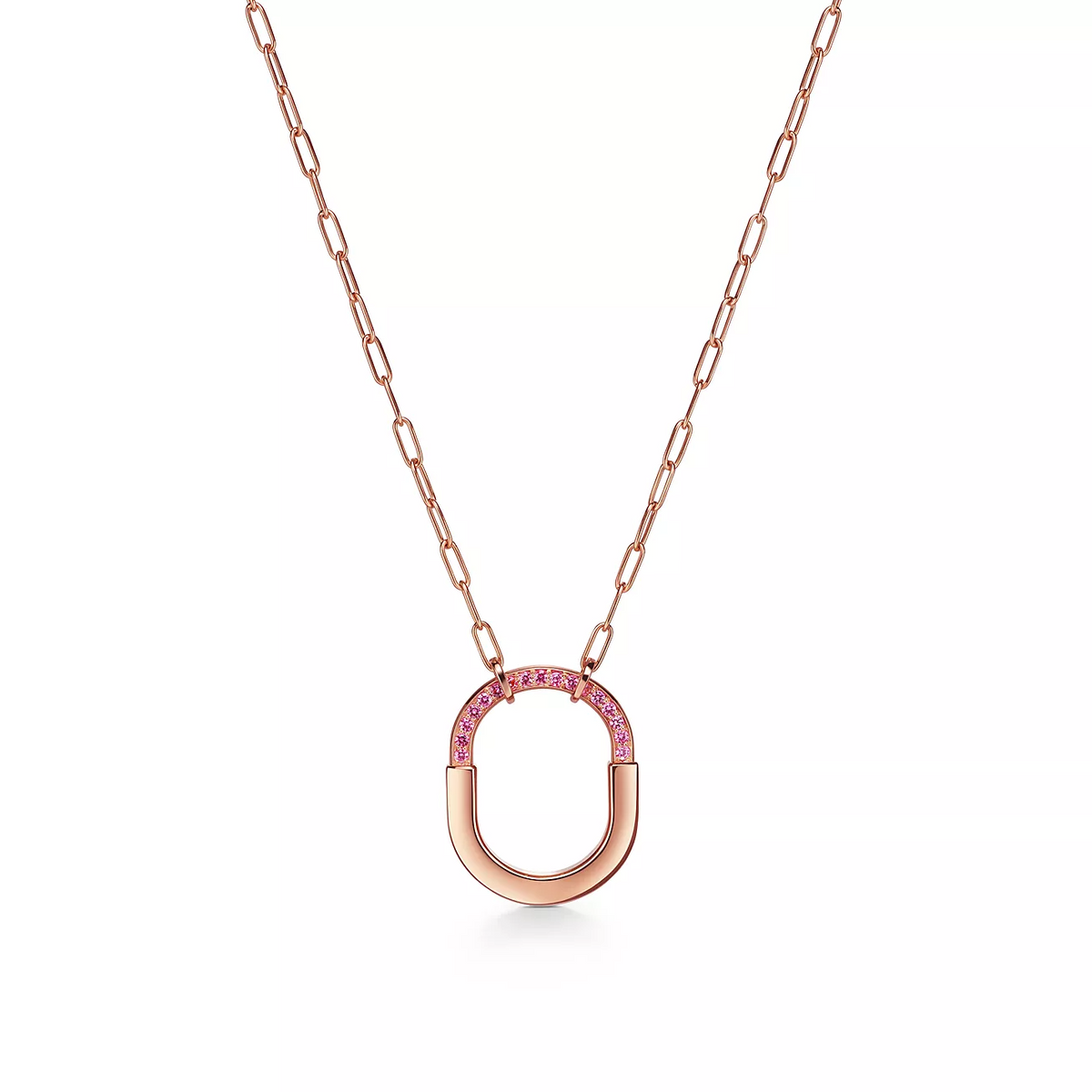 [Lume Jewelry]LOCK MEDIUM PENDANT PINK DIAMOND PINK GOLD NECKLACE