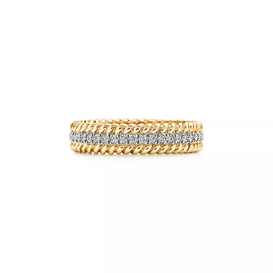 [Lume Jewelry]ROPE TWO-ROW GOLD DIAMOND RING