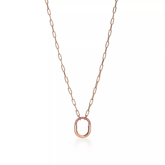 [Lume Jewelry]LOCK SMALL PENDANT PINK DIAMOND PINK GOLD NECKLACE
