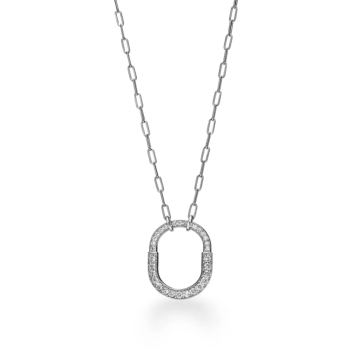 [Lume Jewelry]LOCK NECKLACE MEDIUM PENDANT SILVER PAVED DIAMONDS