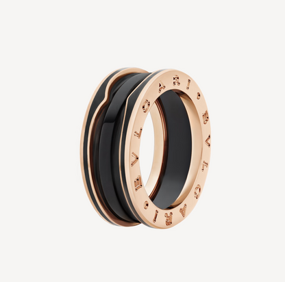 [Lume Jewelry]ZERO 1 TWO-BAND WITH MATTE BLACK CERAMIC PINK GOLD RING