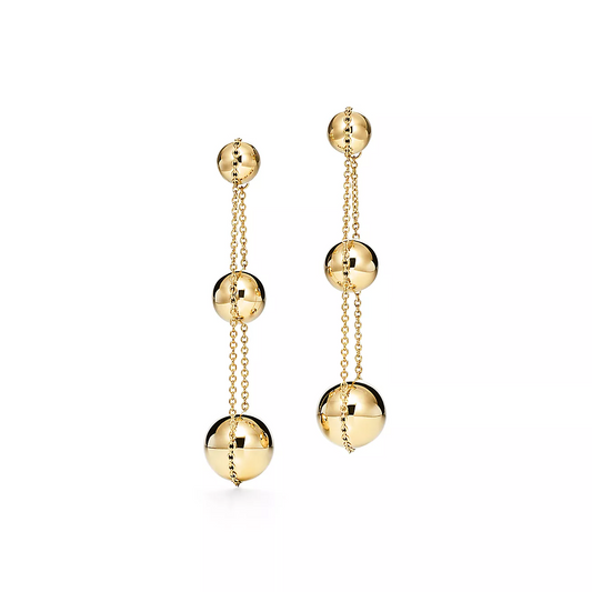 [Lume Jewelry]TRIPLE DROP GOLD EARRINGS