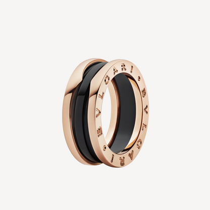 [Lume Jewelry]ZERO 1 TWO-BAND LOOPS AND BLACK CERAMIC PINK GOLD RING